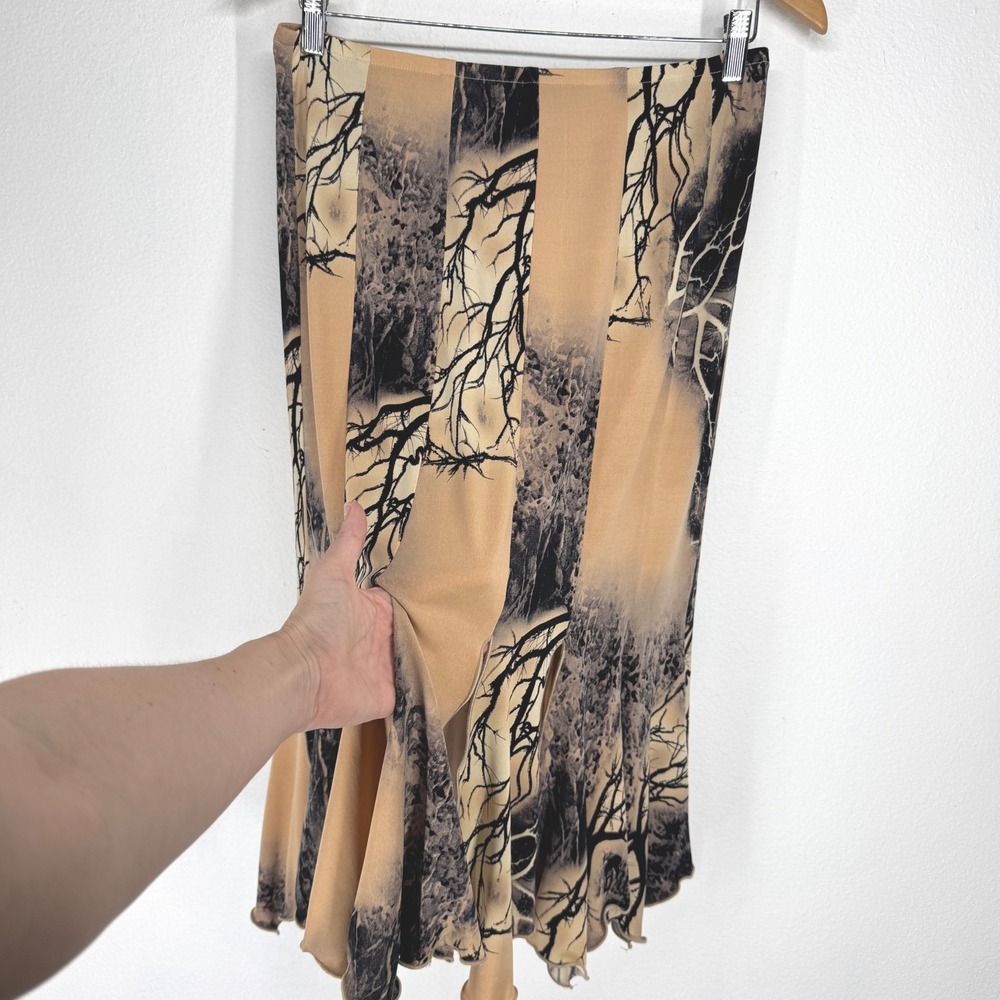 Joseph Ribkoff Vintage Multi Slit Midi Skirt 8 Stretch Whimsigoth Witchy Earthy